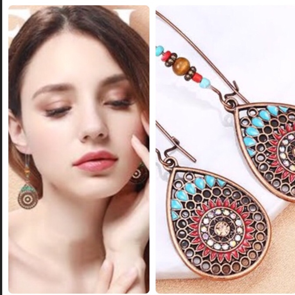 Bohemian Tear Drop Beaded Earrings